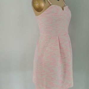 Anthropologie Pink/White/Silver Tweed Dress Size 8